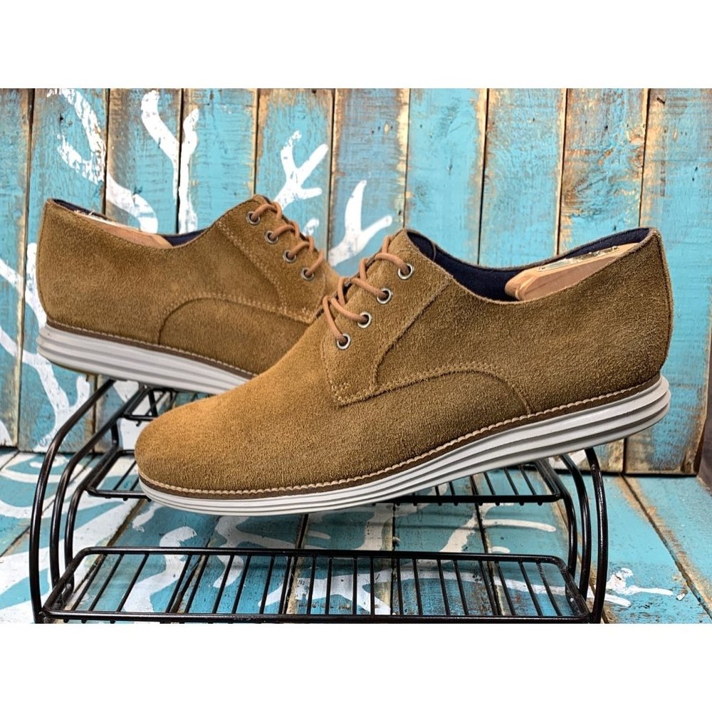 Cole Haan Grand OS Oxford Tan Suede Shoes Lace Up (C28448) Men's Sz 10M